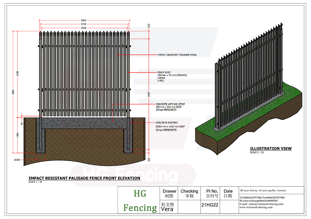 Drawing of Palisade Fence