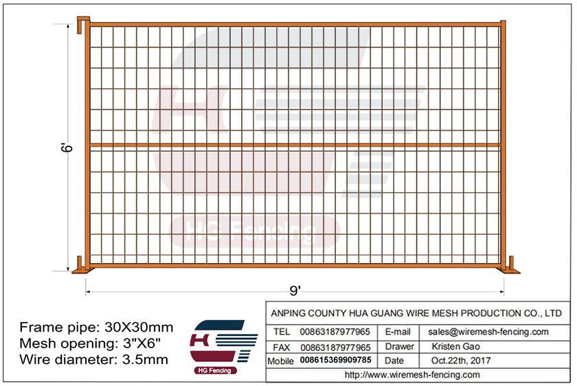 Canada Temporary Fence Drawing