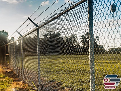 Chain link Fence with barbed wire