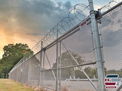 Chain link Fence with razor wire