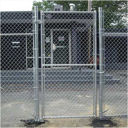 Galvanised chain link fence single opening gate