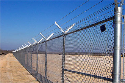 Galvanized Chain Link Fence with razor wire