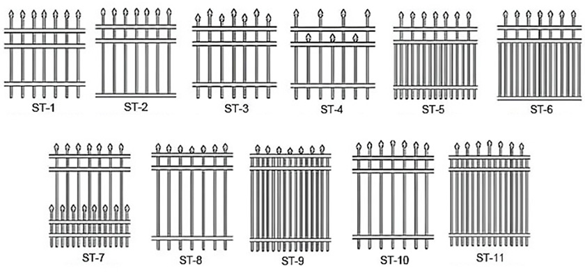 Types of Spear Top Fence, Steel Picket Fence