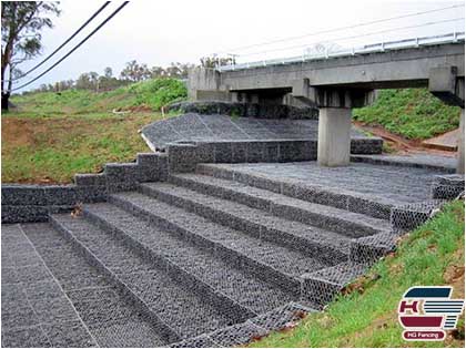 Gabion mattress usded for protection the riverbeds