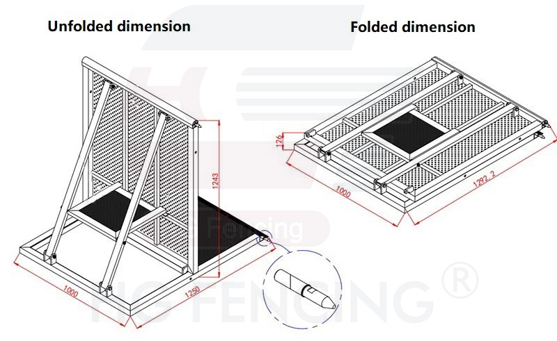 Dimension of Aluminum Stage Barrier