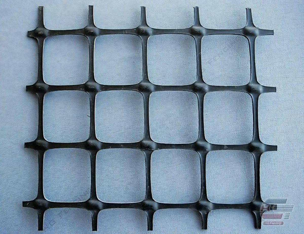 Plastic geogrids for roads and railroads