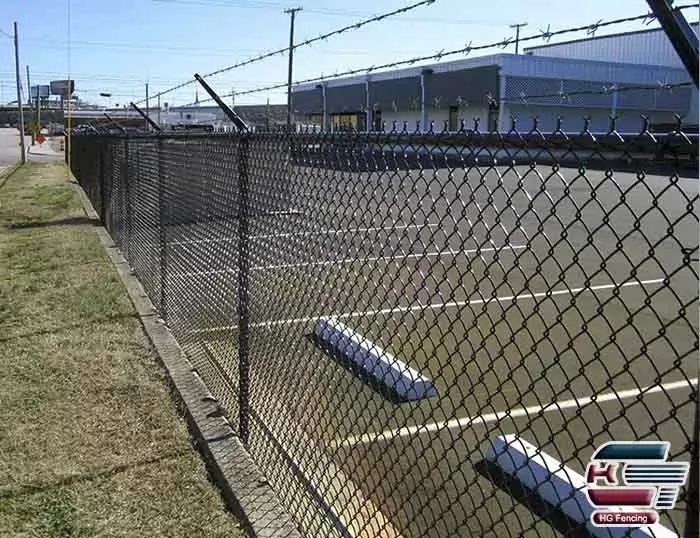 PVC Coated Black Chain Link Fence with Barbed Wire