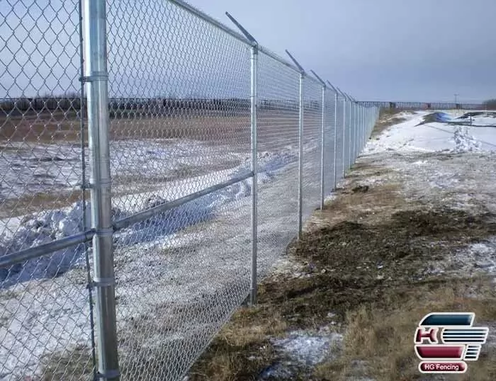 Galvanized Chain Link Fence used as a river barrier to prevent pedestrians from entering