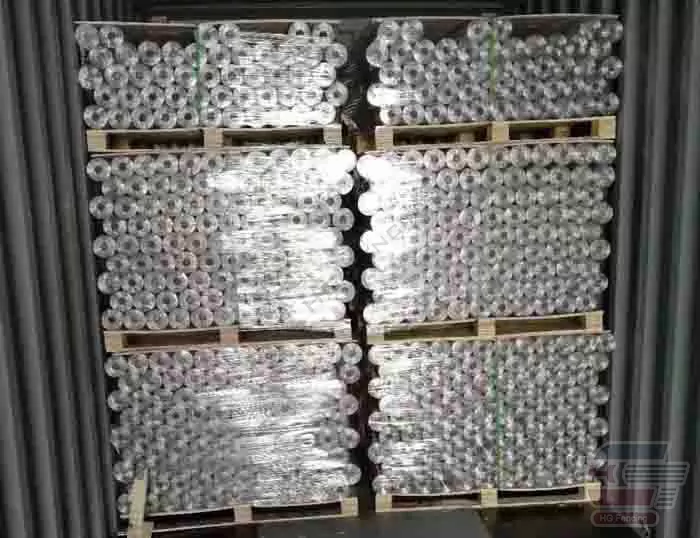 Welded wire mesh (hardware cloth) packed on pallets