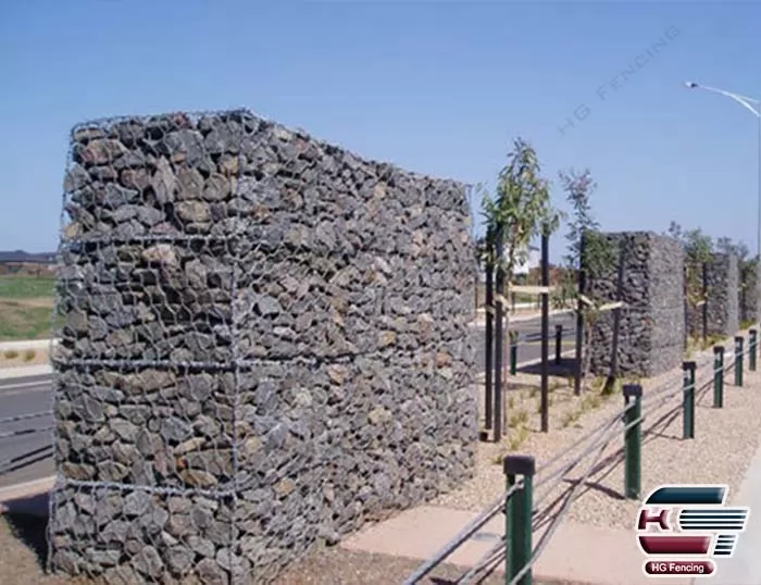 Woven Hexagonal Gabion Basket used as landscape 